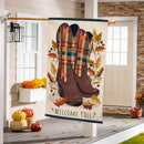 Fall Cowboy Boots Burlap Flag House