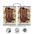 Fall Cowboy Boots Burlap Flag House