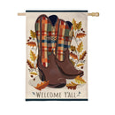 Fall Cowboy Boots Burlap Flag House