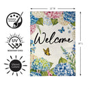 Hydrangea & Butterfly Burlap Flag Garden