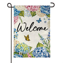 Hydrangea & Butterfly Burlap Flag Garden
