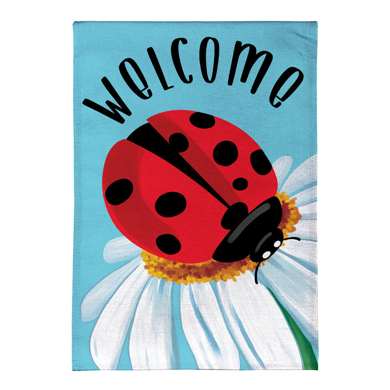 Simple Life Ladybug Burlap Garden Flag
