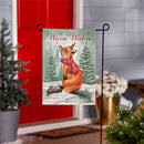 Winter Grove Fox Burlap Flag Garden