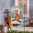 Winter Grove Fox Burlap Flag Garden