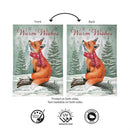 Winter Grove Fox Burlap Flag Garden