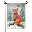Winter Grove Fox Burlap Flag Garden