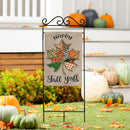 Quilted Fall Leaf Burlap Flag Garden
