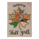 Quilted Fall Leaf Burlap Flag Garden