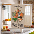 Quilted Fall Leaf Burlap Flag House
