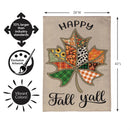 Quilted Fall Leaf Burlap Flag House