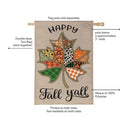 Quilted Fall Leaf Burlap Flag House