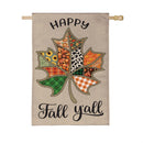 Quilted Fall Leaf Burlap Flag House