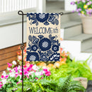 Floral Welcome-ish Burlap Flag Garden