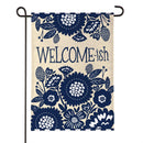Floral Welcome-ish Burlap Flag Garden