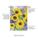 Sunflower Happiness Burlap House Flag
