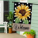 Polka Dot Sunflower Burlap House Flag