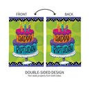 Ric Rac Happy Birthday Cake Burlap Garden Flag