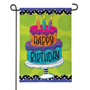 Ric Rac Happy Birthday Cake Burlap Garden Flag