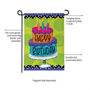 Ric Rac Happy Birthday Cake Burlap Garden Flag