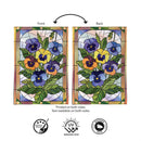 Stained Glass Pansies Burlap Flag Garden