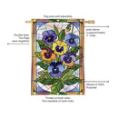 Stained Glass Pansies Burlap Flag House