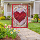 Stained Glass Heart Burlap Flag Garden