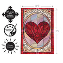 Stained Glass Heart Burlap Flag House