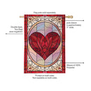 Stained Glass Heart Burlap Flag House