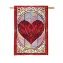 Stained Glass Heart Burlap Flag House