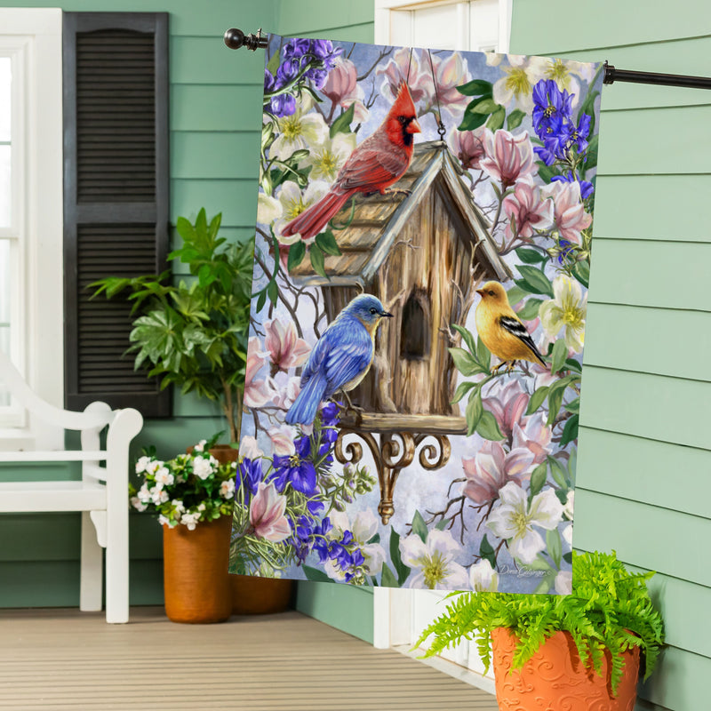Spring Awakens Burlap House Flag