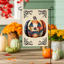 Quilted Patterned Pumpkin Burlap Flag Garden