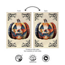 Quilted Patterned Pumpkin Burlap Flag Garden