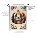 Quilted Patterned Pumpkin Burlap Flag Garden