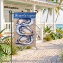 The World Is Your Oyster Burlap Flag Garden