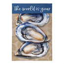 The World Is Your Oyster Burlap Flag House