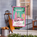 Pink Merry & Bright Burlap Flag Garden