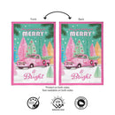 Pink Merry & Bright Burlap Flag Garden