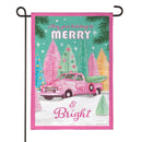 Pink Merry & Bright Burlap Flag Garden