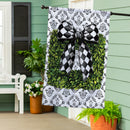 Black & White Bow Topiary Burlap House Flag