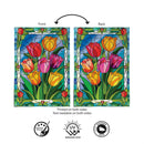 Stained-Glass Tulips Burlap Flag Garden