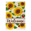 Sunflower Burst Burlap Flag House