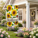 Sunflower Burst Burlap Flag House