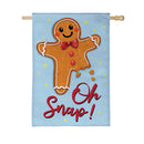 Gingerbread Oh Snap! Burlap Flag House