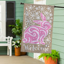 Welcome Leaf Pattern Bunny Burlap House Flag