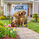 Pet Central Welcome Friends Puppies Burlap Flag Garden