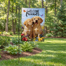 Pet Central Welcome Friends Puppies Burlap Flag Garden