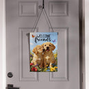 Pet Central Welcome Friends Puppies Burlap Flag Garden