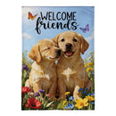 Pet Central Welcome Friends Puppies Burlap Flag House