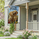 Pet Central Welcome Friends Puppies Burlap Flag House
