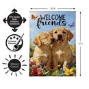 Pet Central Welcome Friends Puppies Burlap Flag House